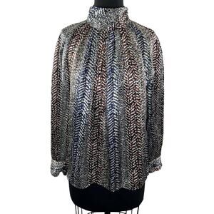 VINTAGE TESS Paris Milano Womens Silky High Neck Long Sleeve Blouse Top Size 10